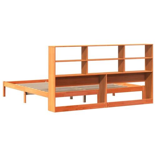 Seng med reol uden madras 180x200cm massivt fyrretræ gyldenbrun