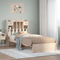 Seng med reol uden madras 75x190 cm massivt fyrretræ