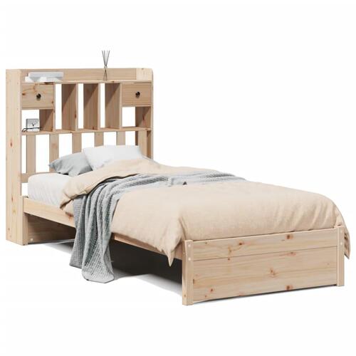 Seng med reol uden madras 75x190 cm massivt fyrretræ