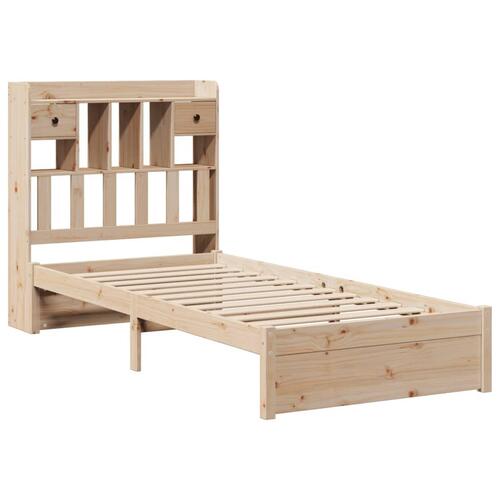 Seng med reol uden madras 75x190 cm massivt fyrretræ