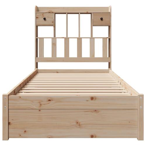 Seng med reol uden madras 75x190 cm massivt fyrretræ