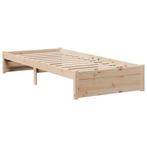 Seng med reol uden madras 75x190 cm massivt fyrretræ