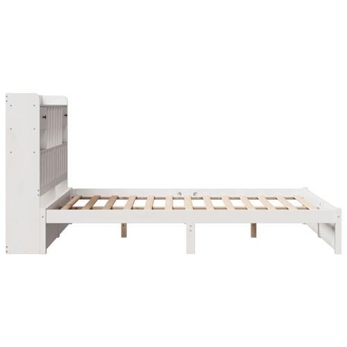 Seng med reol uden madras 140x200 cm massivt fyrretræ hvid