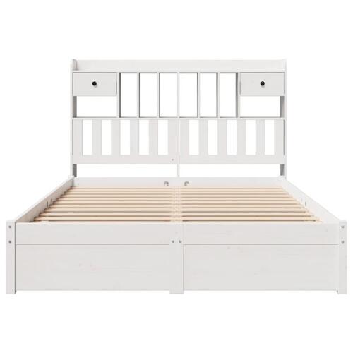 Seng med reol uden madras 150x200 cm massivt fyrretræ hvid