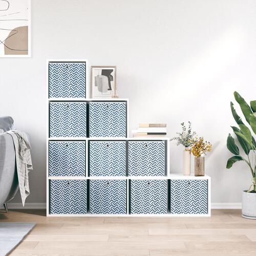Opbevaringskasser 10 stk. 32x32x32 cm foldbare stof blå