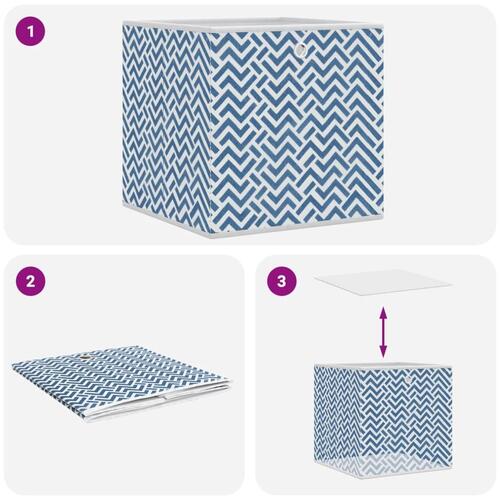 Opbevaringskasser 10 stk. 32x32x32 cm foldbare stof blå