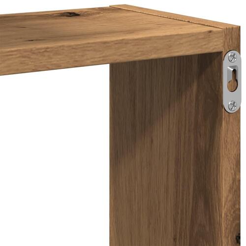 Væghylder 68x15x68 cm kubeformet konstrueret træ kunsteg