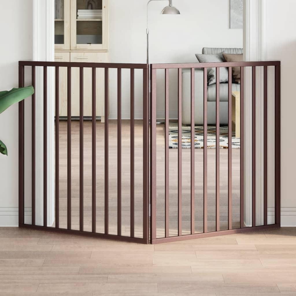 Hundelåge 2 paneler 160 cm foldbar poppeltræ brun