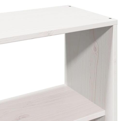 Seng med reol uden madras 150x200 cm massivt fyrretræ hvid