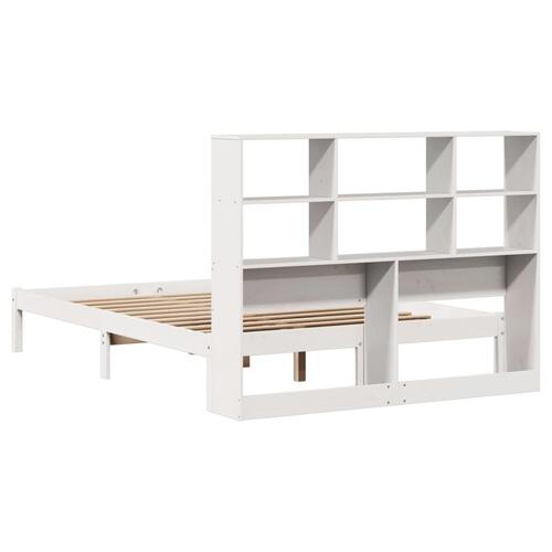 Seng med reol uden madras 160x200 cm massivt fyrretræ hvid