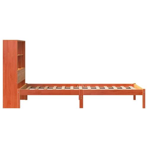Seng med reol uden madras 90x200 cm massivt fyrretræ gyldenbrun