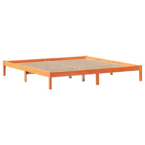 Seng med reol uden madras 200x200cm massivt fyrretræ gyldenbrun