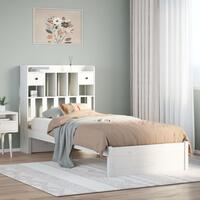 Seng med reol uden madras 100x200 cm massivt fyrretræ hvid