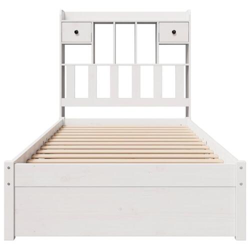 Seng med reol uden madras 100x200 cm massivt fyrretræ hvid