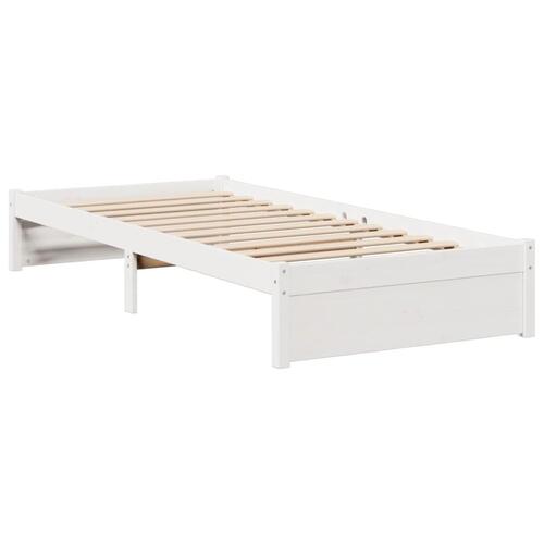 Seng med reol uden madras 100x200 cm massivt fyrretræ hvid