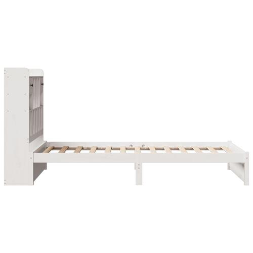 Seng med reol uden madras 100x200 cm massivt fyrretræ hvid