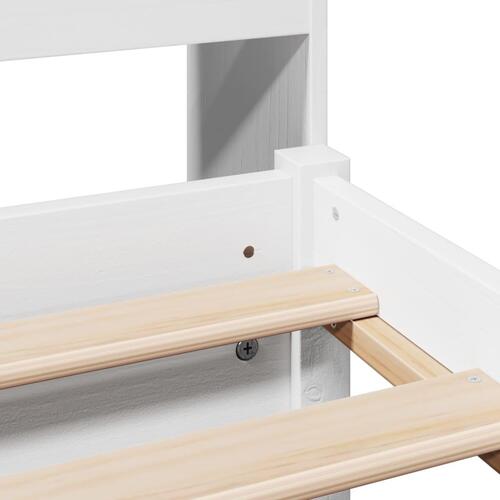 Seng med reol uden madras 100x200 cm massivt fyrretræ hvid
