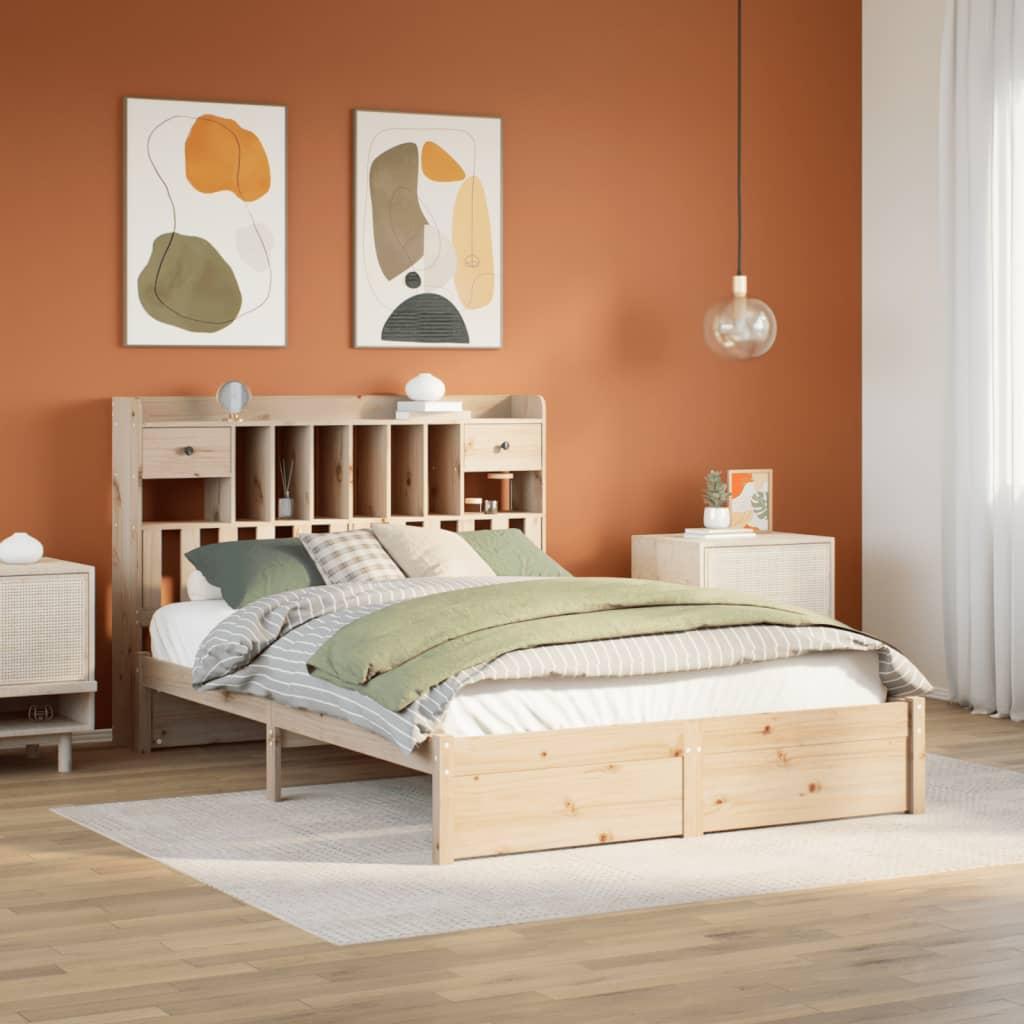 Seng med reol uden madras 160x200 cm massivt fyrretræ