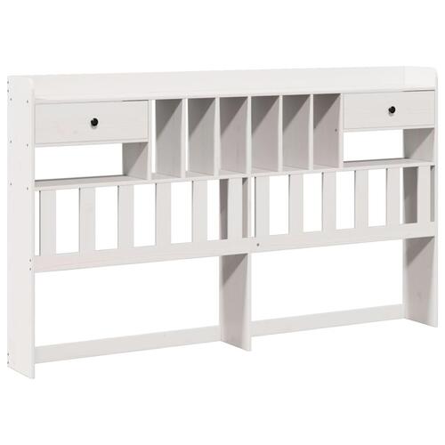 Seng med reol uden madras 200x200 cm massivt fyrretræ hvid