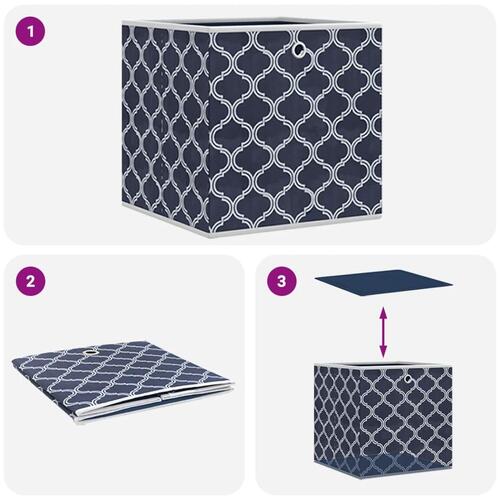Opbevaringskasser 4 stk. 32x32x32 cm foldbare stof blå
