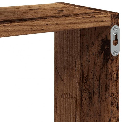 Kubeformet væghylde 68×15×68 cm i konstrueret træ - antikt trælook
