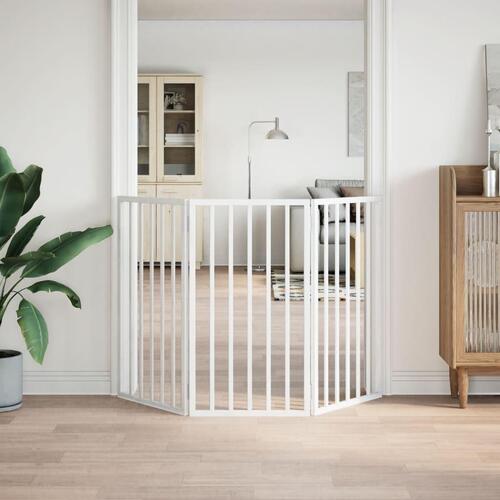 Hundelåge 3 paneler 150 cm foldbar poppeltræ hvid