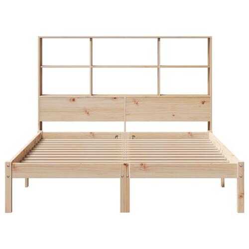 Seng med reol uden madras 135x190 cm massivt fyrretræ