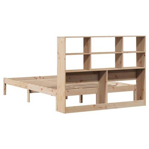 Seng med reol uden madras 135x190 cm massivt fyrretræ