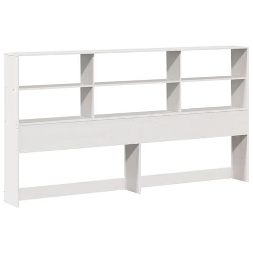 Seng med reol uden madras 200x200 cm massivt fyrretræ hvid