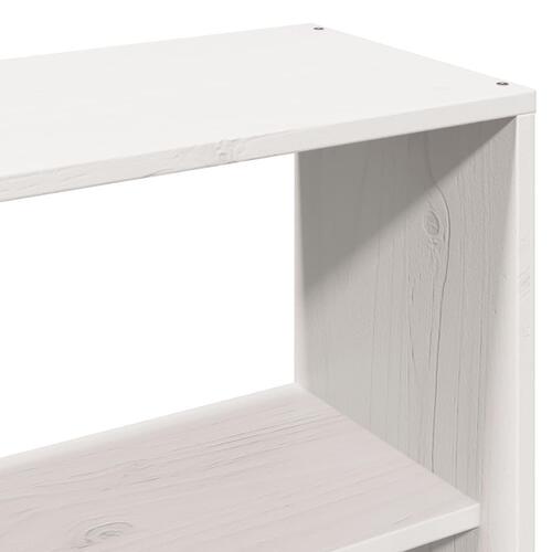 Seng med reol uden madras 200x200 cm massivt fyrretræ hvid