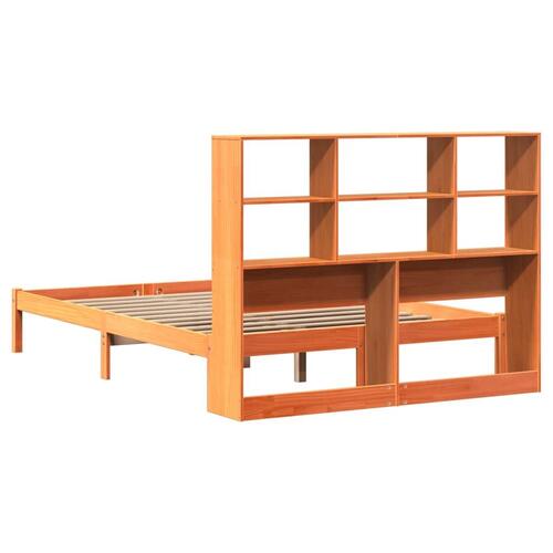Seng med reol uden madras 120x200cm massivt fyrretræ gyldenbrun