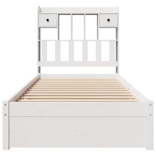 Seng med reol uden madras 75x190 cm massivt fyrretræ hvid