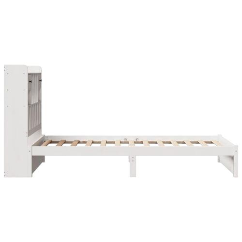 Seng med reol uden madras 75x190 cm massivt fyrretræ hvid