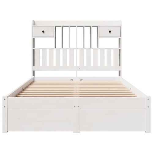 Seng med reol uden madras 135x190 cm massivt fyrretræ hvid