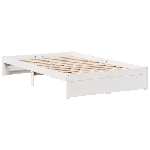Seng med reol uden madras 135x190 cm massivt fyrretræ hvid