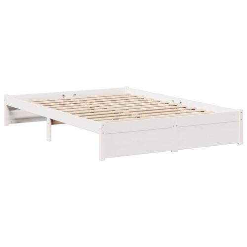 Seng med reol uden madras 140x190 cm massivt fyrretræ hvid