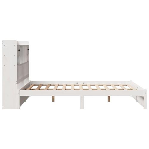 Seng med reol uden madras 140x190 cm massivt fyrretræ hvid