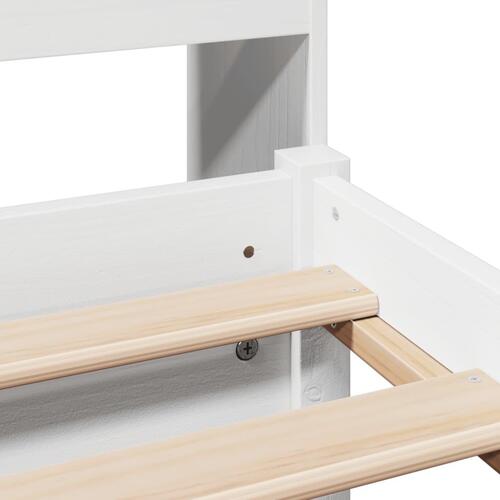 Seng med reol uden madras 140x190 cm massivt fyrretræ hvid