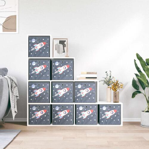 Opbevaringskasser 10 stk. 32x32x32 cm foldbare stof grå