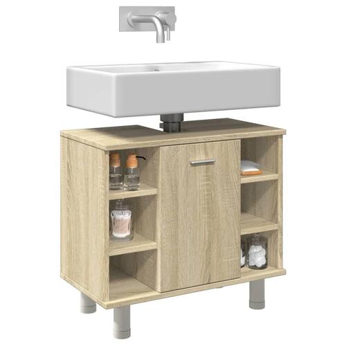 Badeværelsesskab 60x32x53,5 cm konstrueret træ sonoma-eg