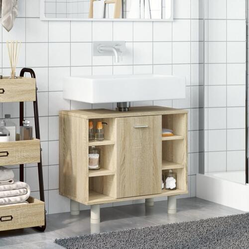 Badeværelsesskab 60x32x53,5 cm konstrueret træ sonoma-eg