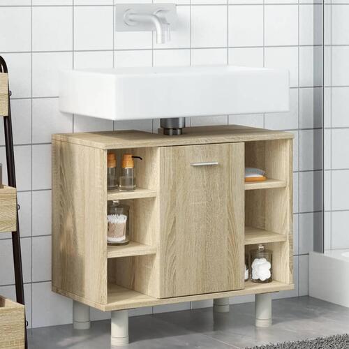Badeværelsesskab 60x32x53,5 cm konstrueret træ sonoma-eg