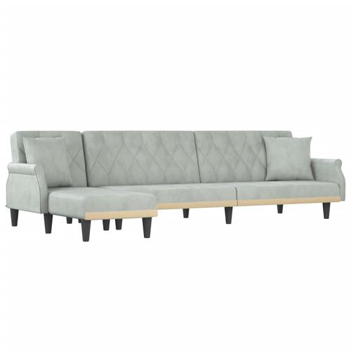 Sovesofa med chaiselong 271x140x70 cm velour lysegrå