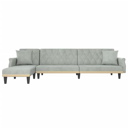 Sovesofa med chaiselong 271x140x70 cm velour lysegrå