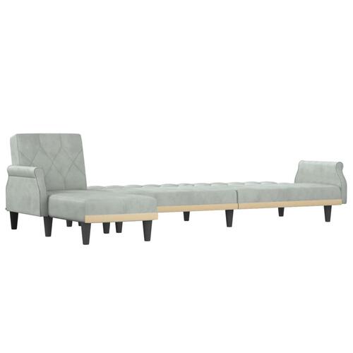 Sovesofa med chaiselong 271x140x70 cm velour lysegrå
