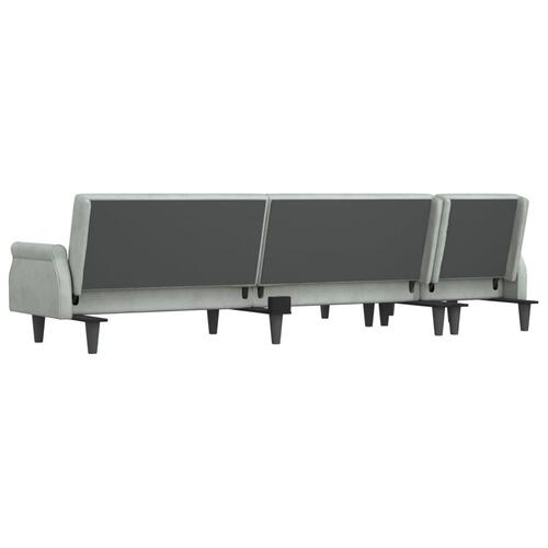 Sovesofa med chaiselong 271x140x70 cm velour lysegrå