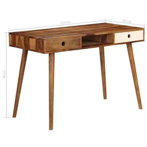 Skrivebord 110 x 55 x 76 cm massivt sheeshamtræ