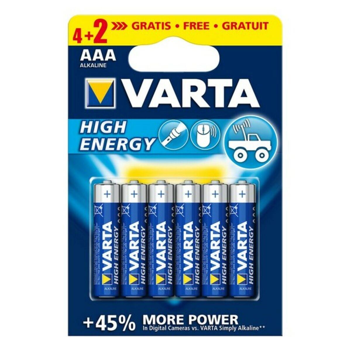 Varta High Energy AAA alkaline batterier 6-pak