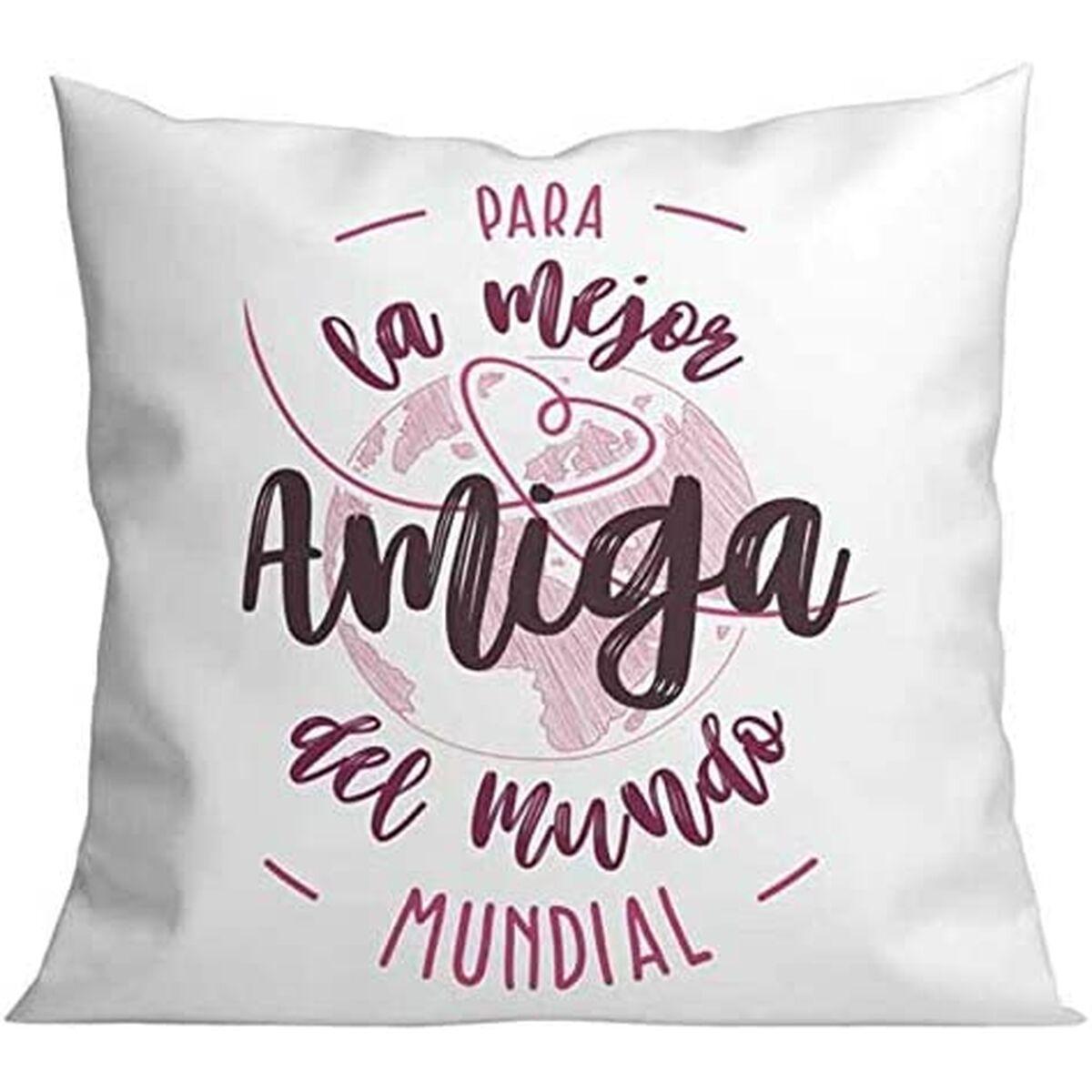 Roymart pyntepude - PARA LA MEJOR AMIGA DEL MUNDO, hvid/pink, 40 × 40 cm