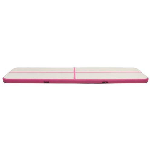 Oppustelig gymnastikmåtte med pumpe 700x100x20 cm PVC lyserød